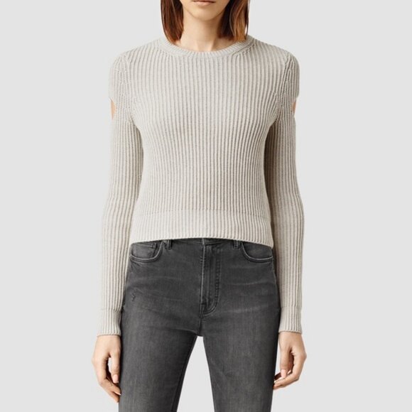AllSaints Ria Cropped Sweater ASO Clary Fray - Picture 2 of 8